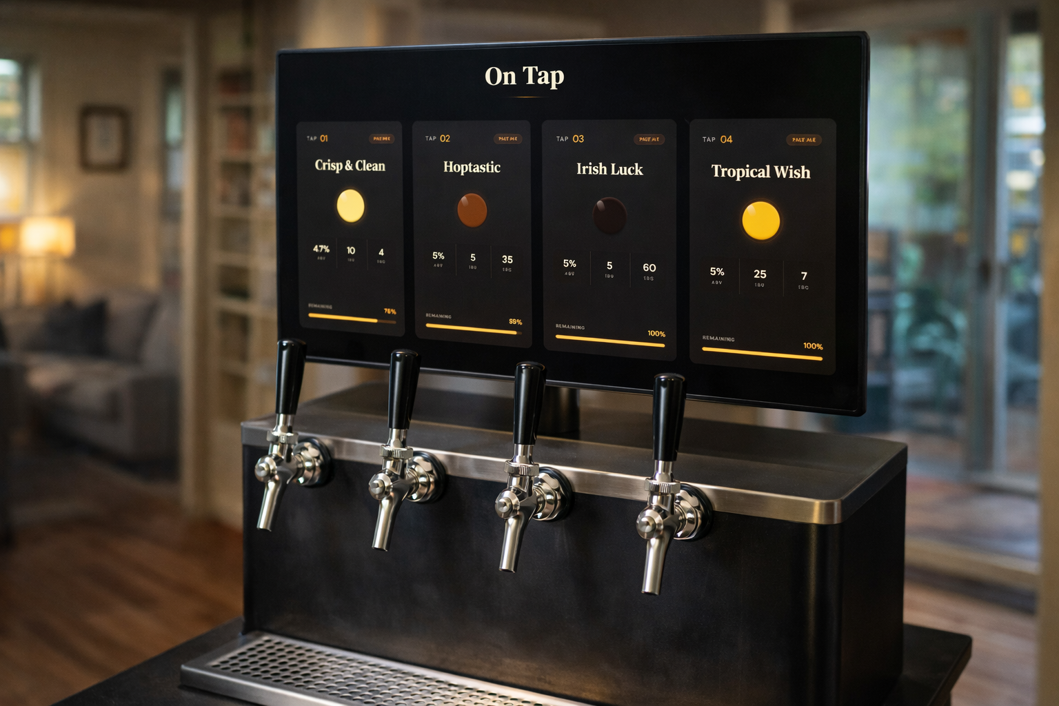 Keggio tap display showing beers on tap
